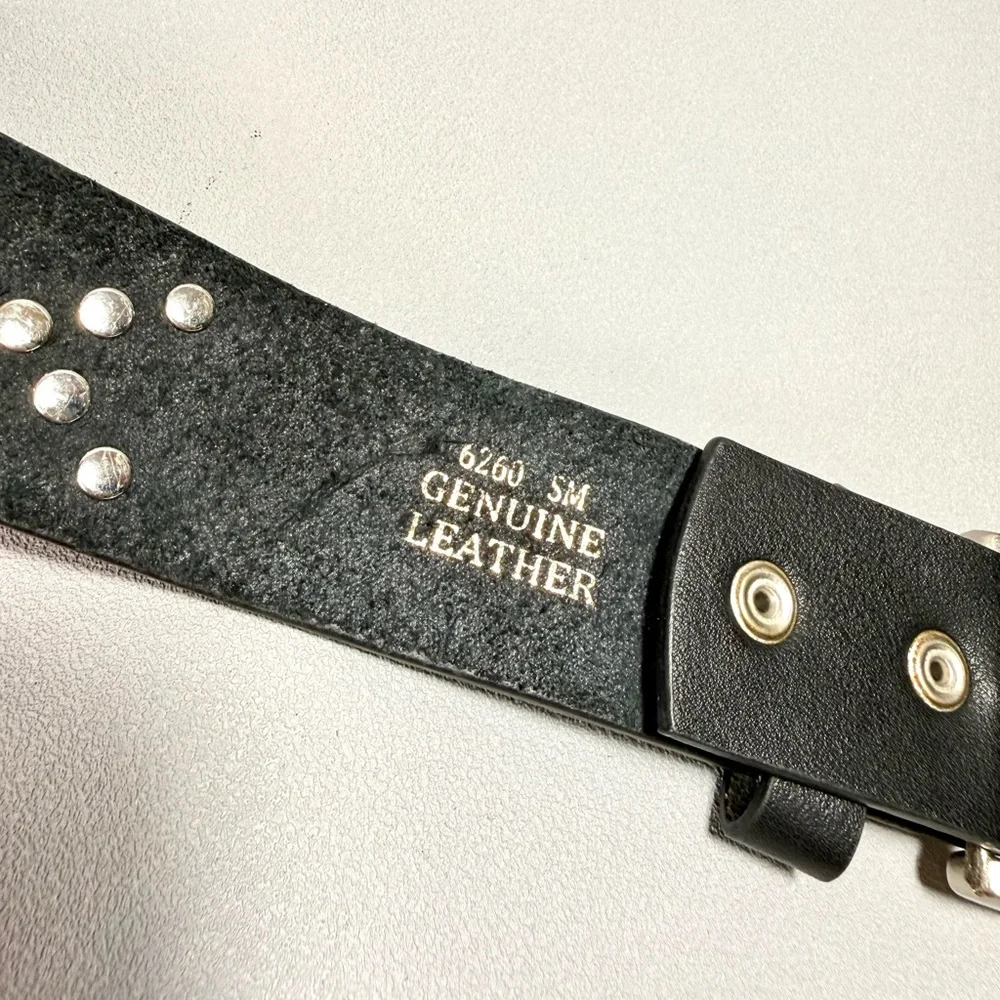 Shyanne Genuine Leather Black Rhinestone and Silver-Tone Studded Belt NWOT